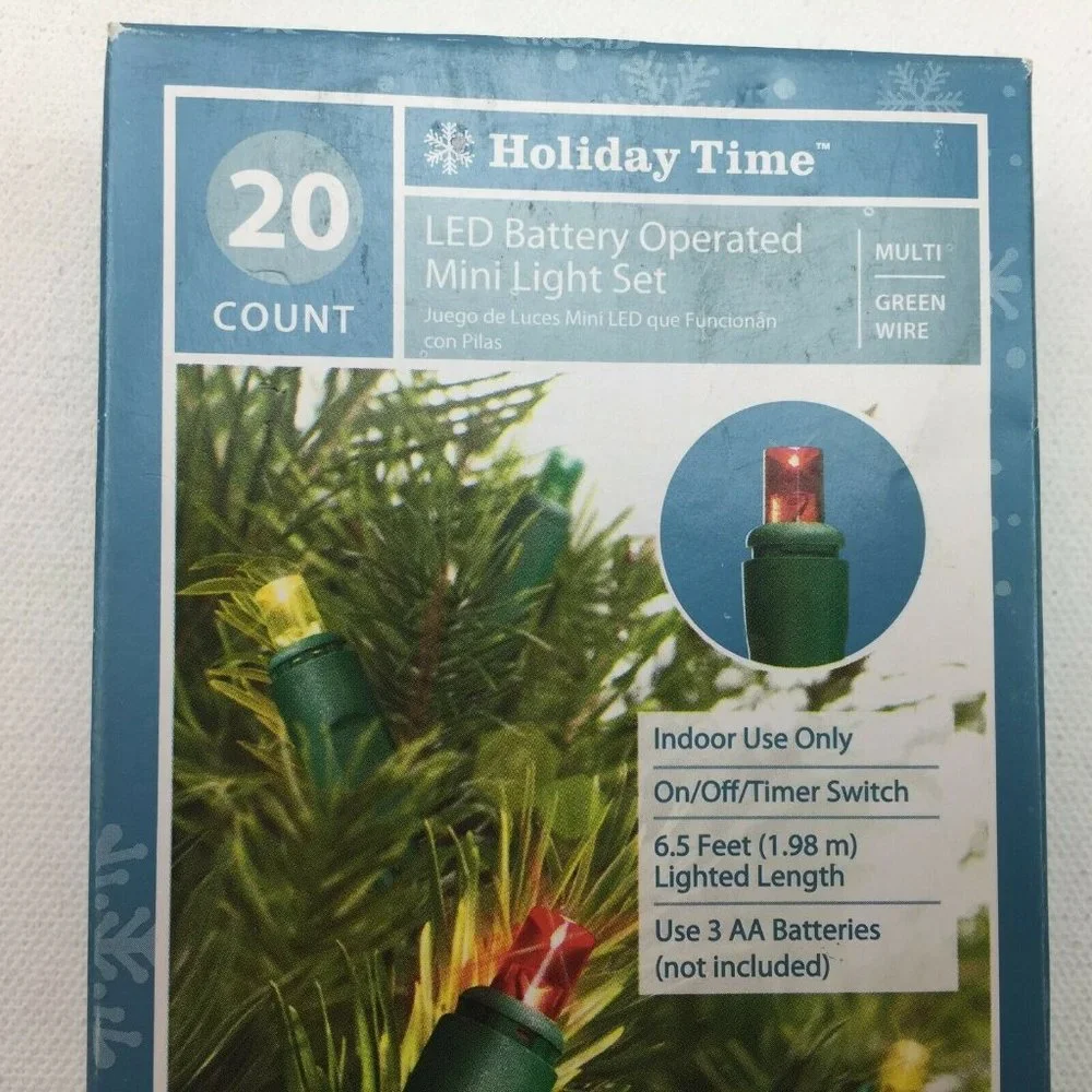Holiday Time LED Multi Color Christmas Lights 6.5 Ft 2 Boxes 20 Count Green Wire